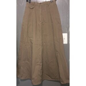 Vtg J Peterman Zip Front Cotton Twill Khaki Full Circle A-line Maxi Skirt Tan 8